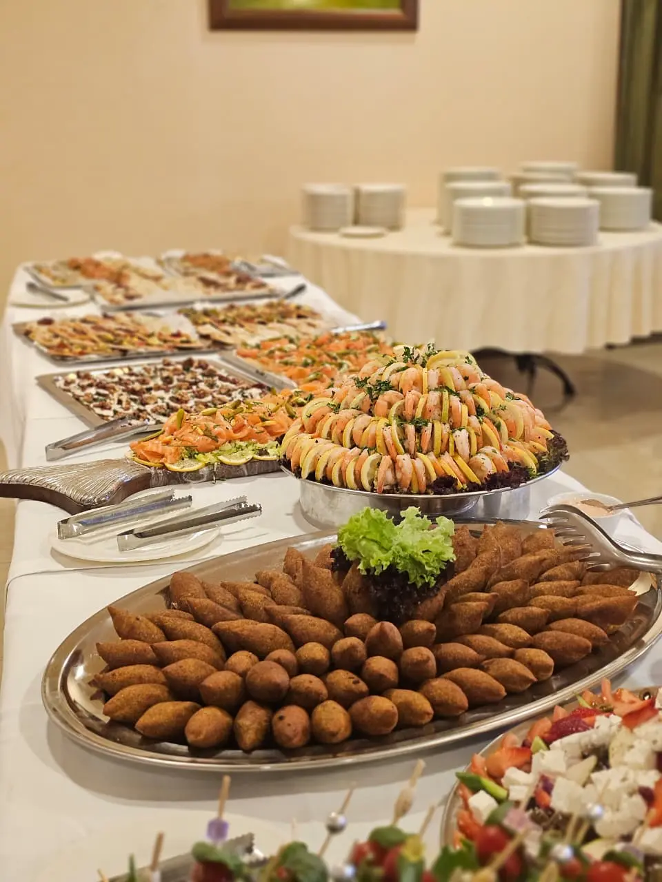 Cold buffet with seafood and savory appetizers