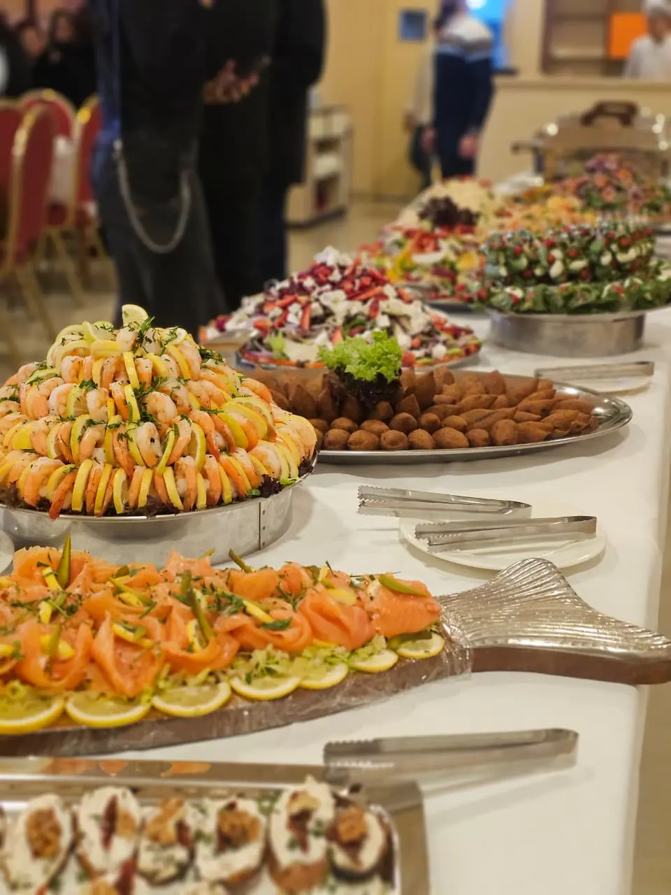 Seafood and appetizer buffet display